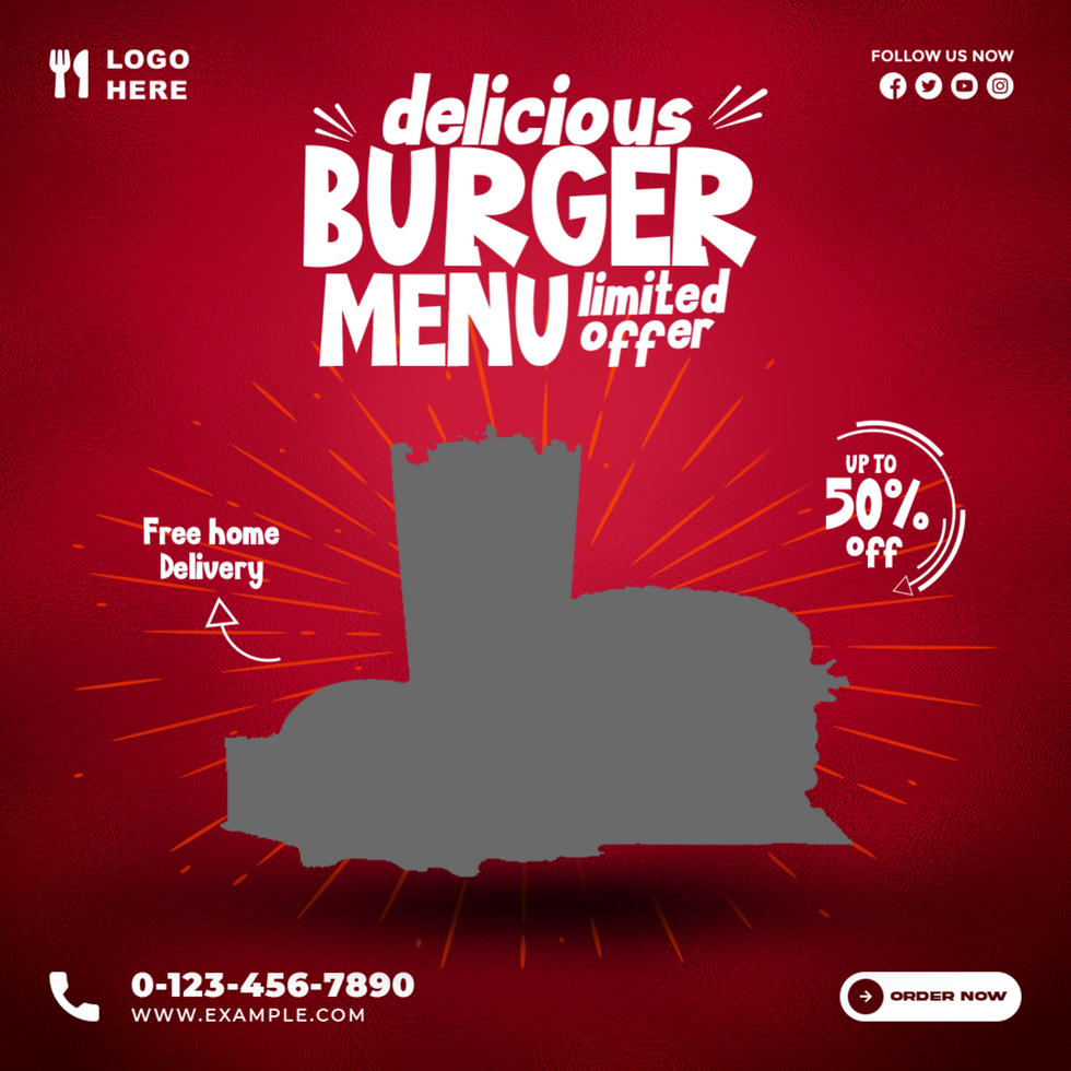 Delicious Burger Food Menu Social Media Post Banner Design Template psd