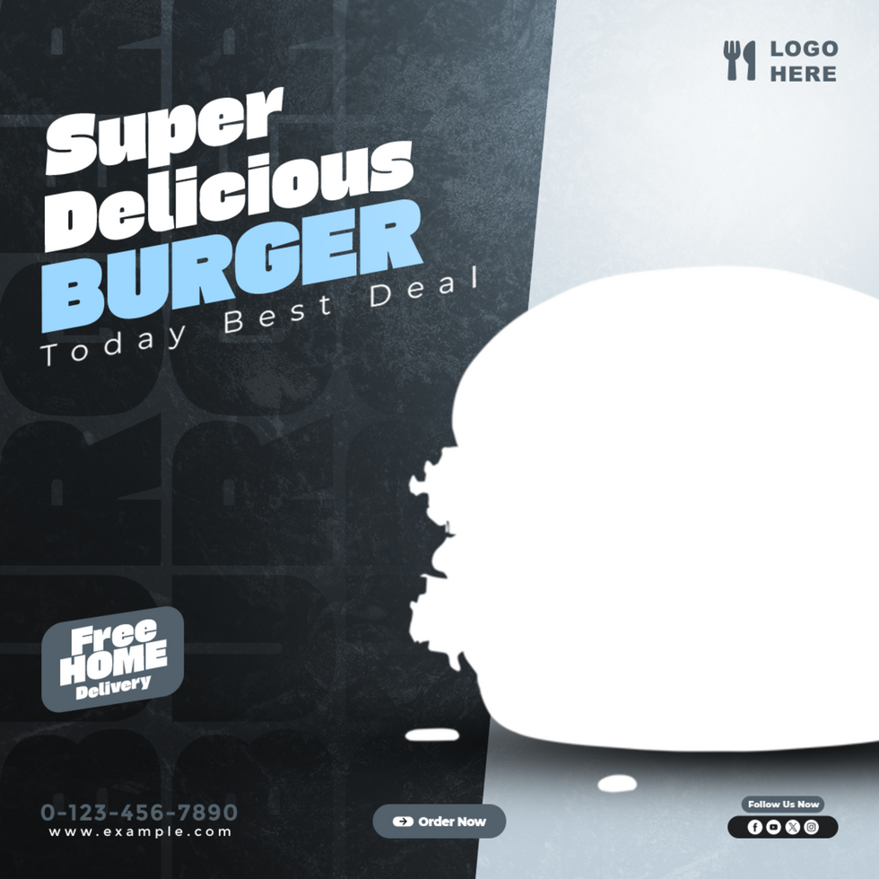 Super Delicious Burger Menu Design Template for Social Media psd