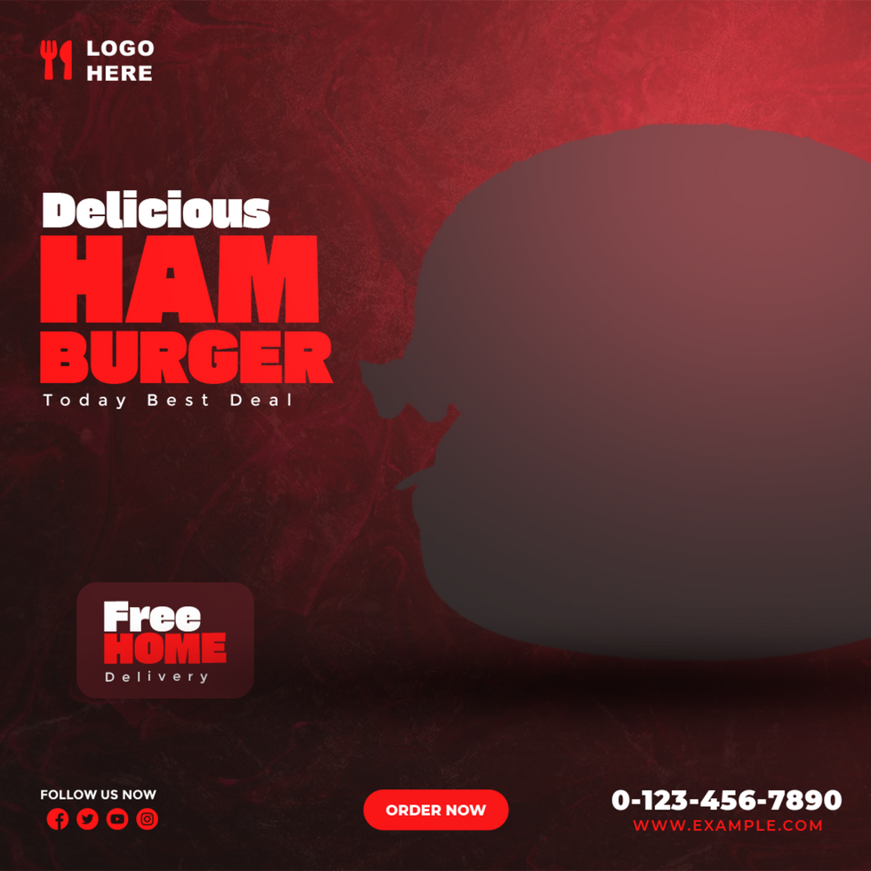 Delicious Hamburger Social Media Post Banner Design Template psd