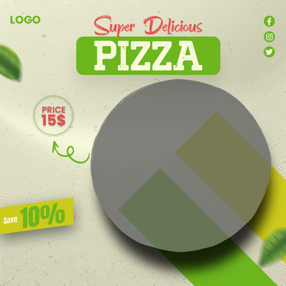 Super Delicious Pizza social media post banner design template psd