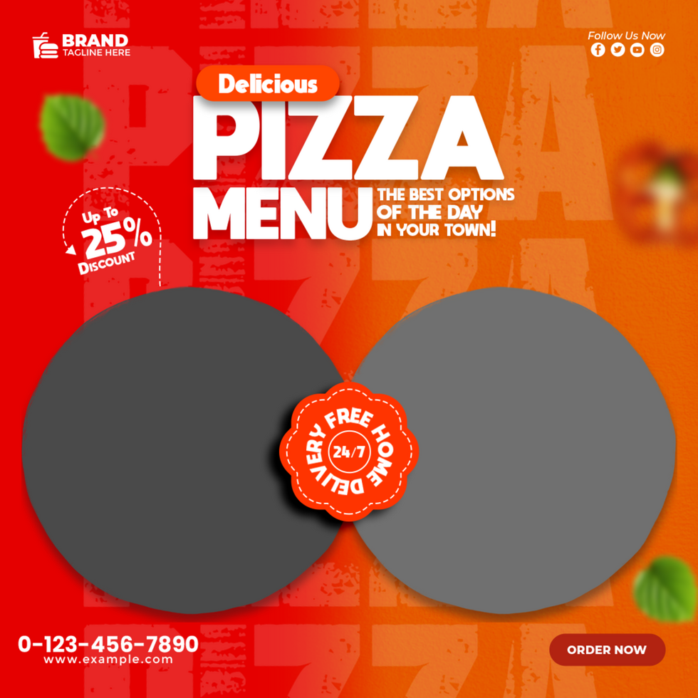 Delicious Pizza Food Menu Social Media Post Banner Design Template psd