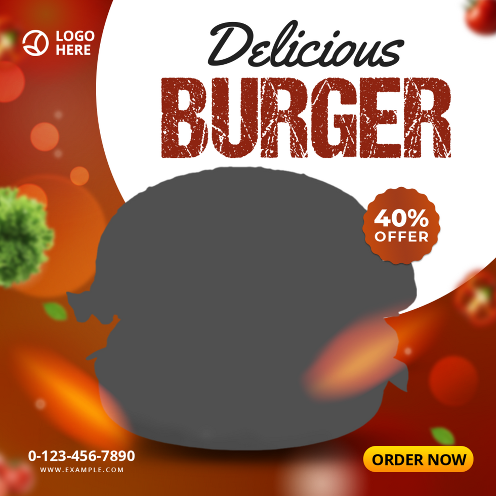 Delicious Burger social media post banner design template psd