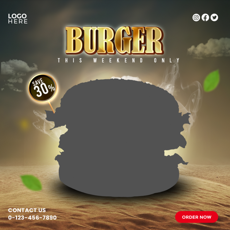 Burger Offer Social Media Banner Template Design psd
