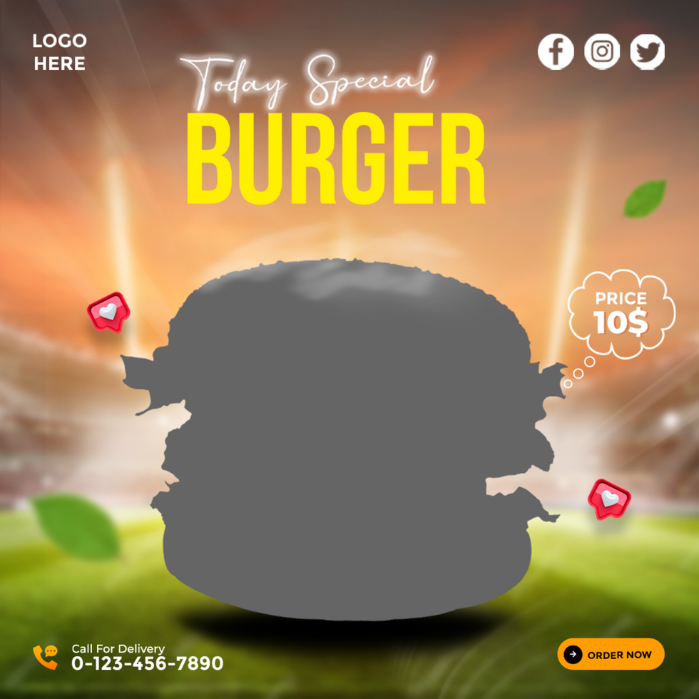 Today's Special Burger social media post banner design template psd