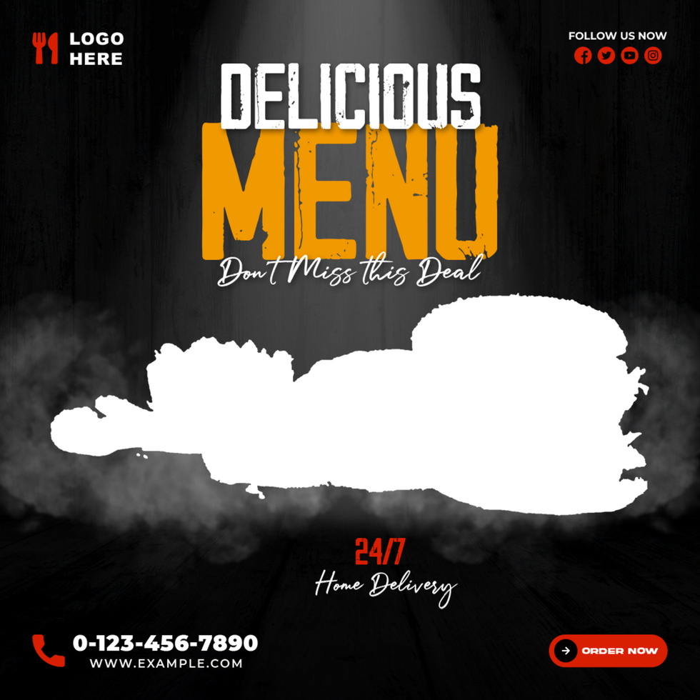 Delicious Menu Food Banner Design Template for Social Media psd