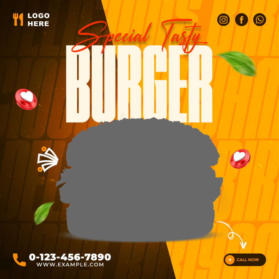 Special Tasty Burger Social Media Post Banner Design Template psd