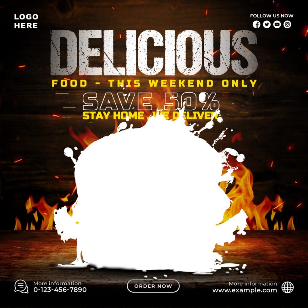Delicious Food Menu Banner Design Template for Post Social Ad psd