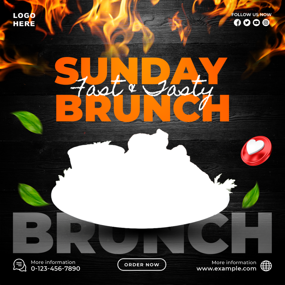 Sunday Fast and Tasty Brunch Banner Design Template for Social Media psd