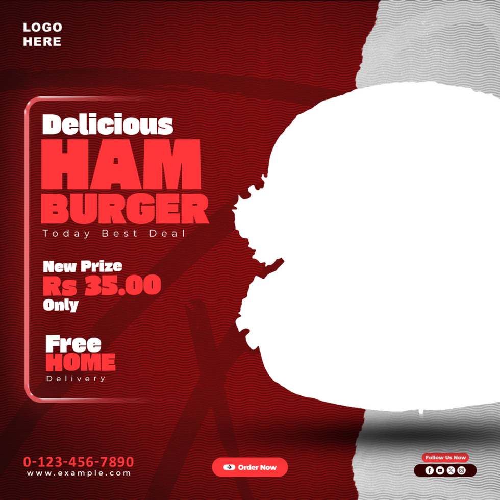 Delicious Hamburger Deal for Social Media Banner Design Template psd