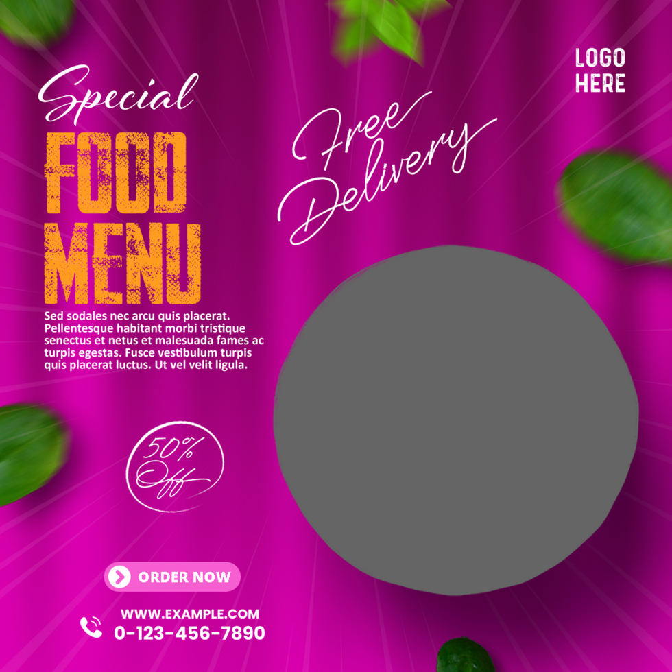Special Food Menu Post Social Banner Design Template psd