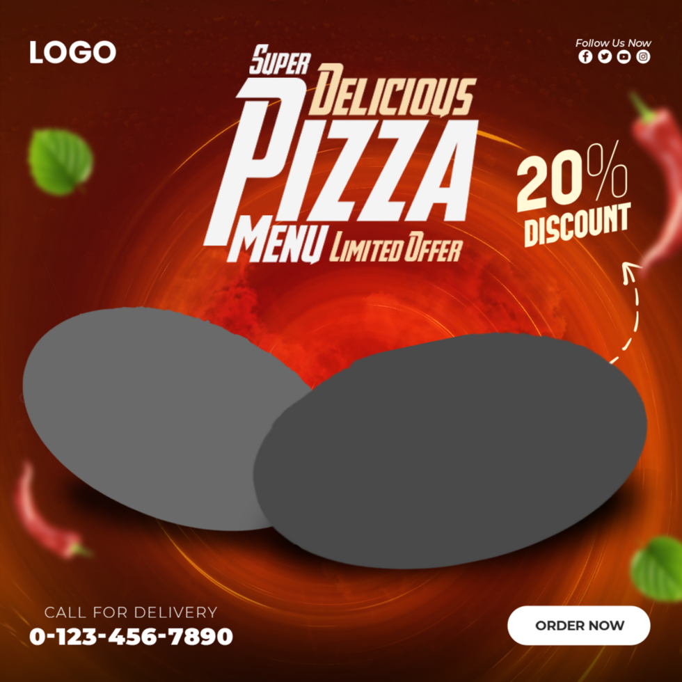 Super Delicious Pizza Menu Social Media Post Banner Design Template psd