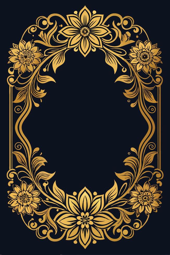 Elegant Gold Ornamental Frames on Black Background - Luxury Decorative Design Elements vector