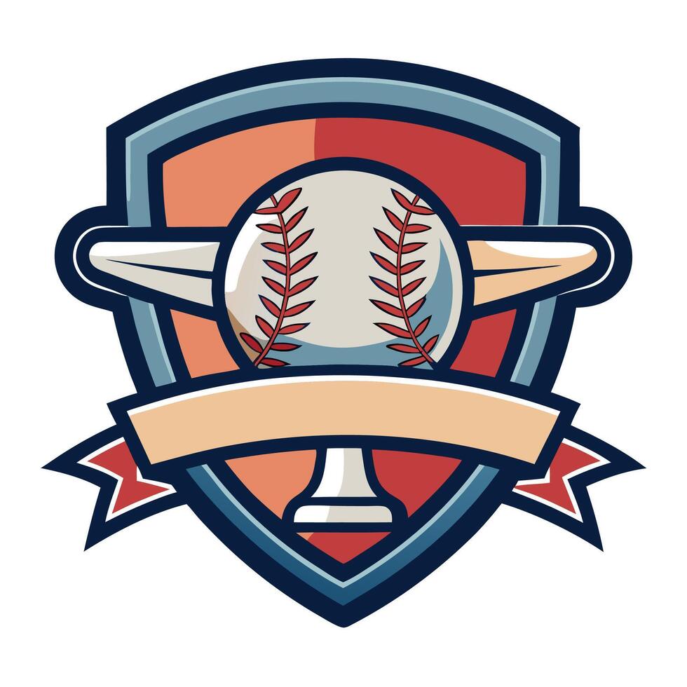 Baseball Crest Flat Icon on Blue Background vector