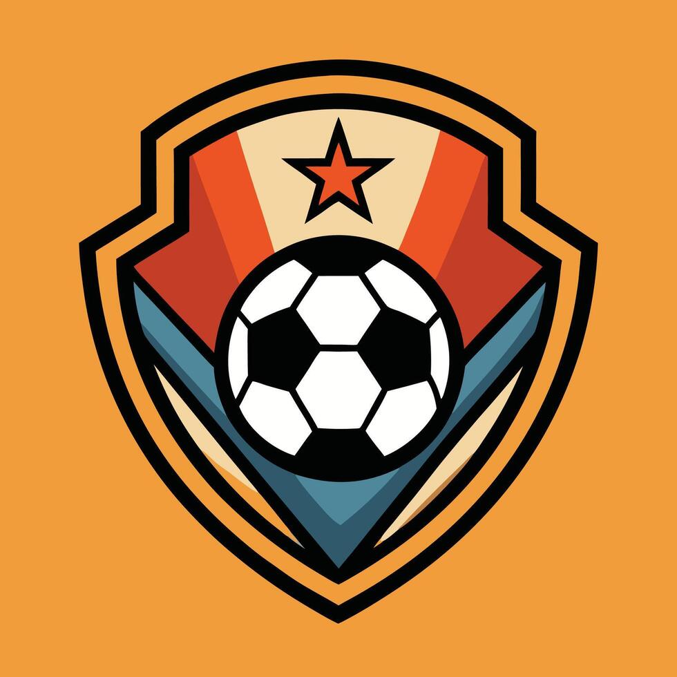 soccer ball in a shield with stars on it vector