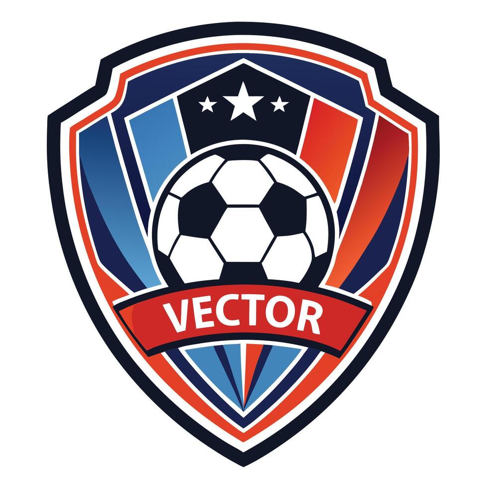 football badge with soccer ball and stars vector