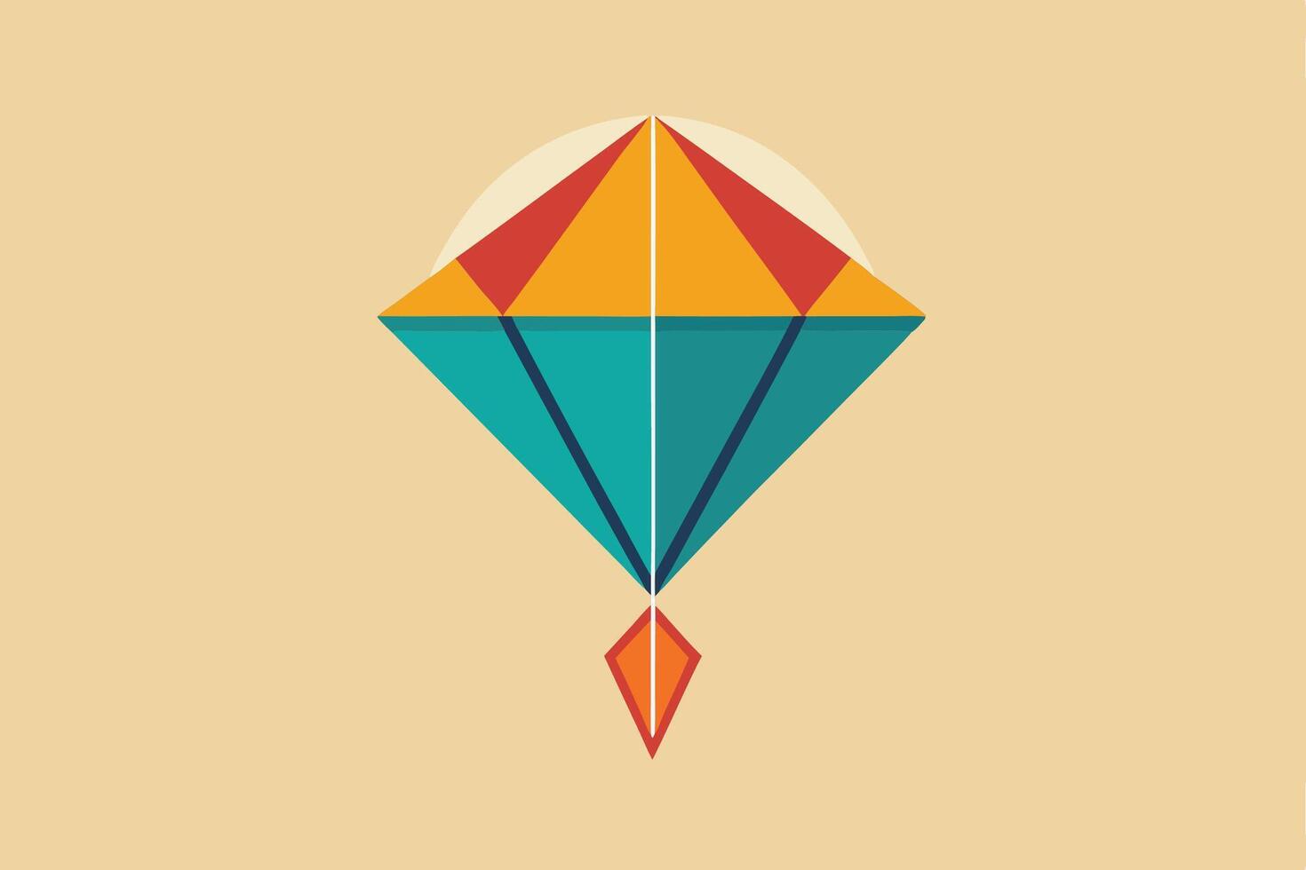 a colorful kite with a red and orange design vector