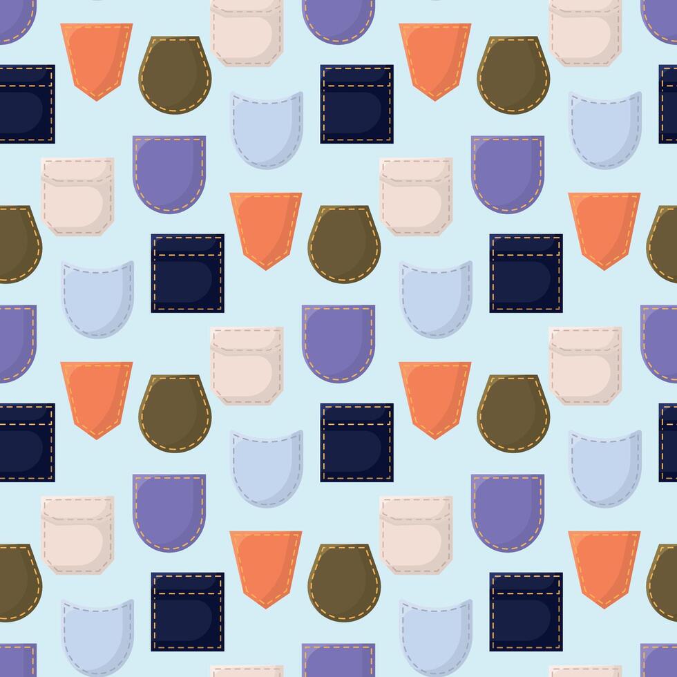 Seamless pattern with jeans pockets. Casual textile collection. vector