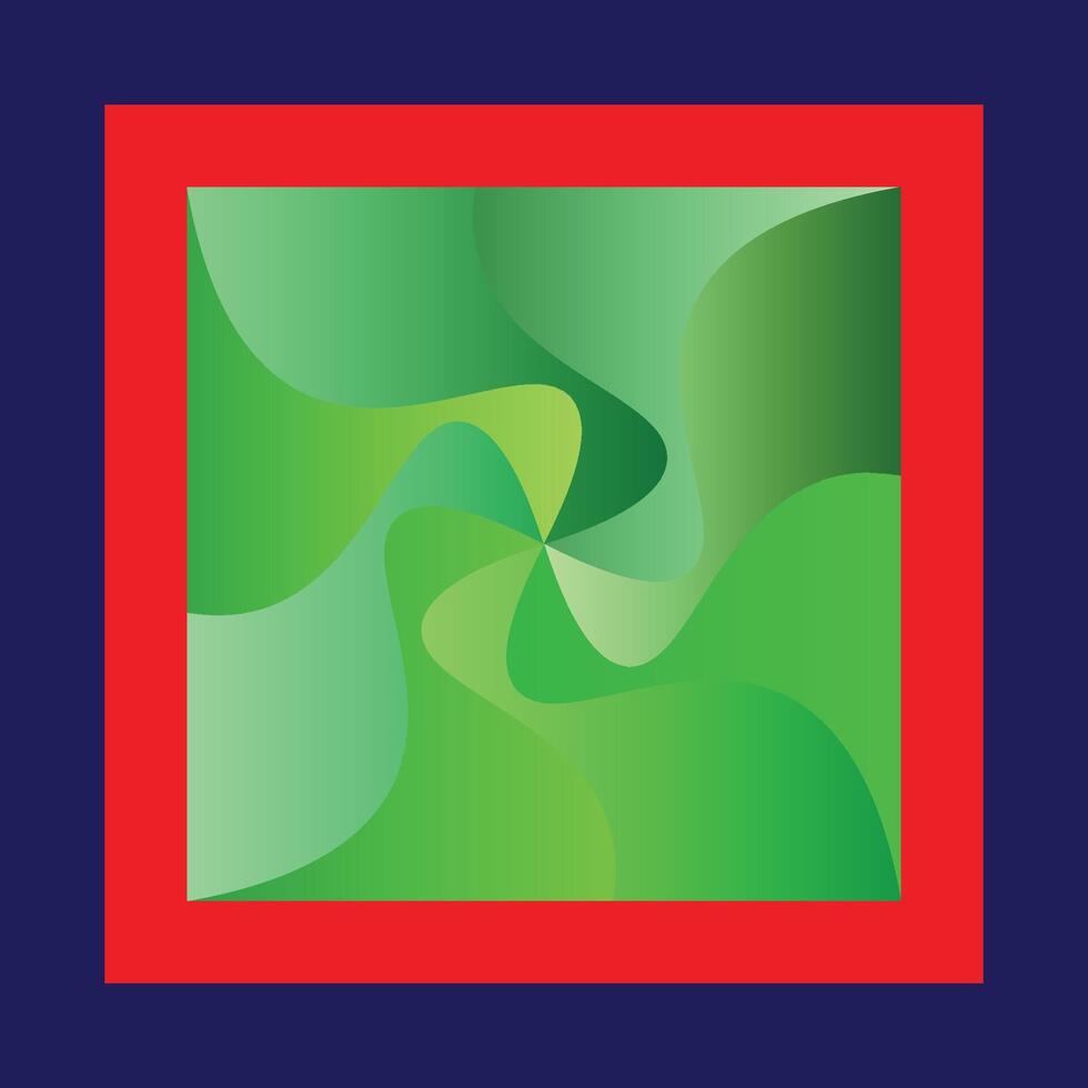 a red and green abstract design with a red frame vector