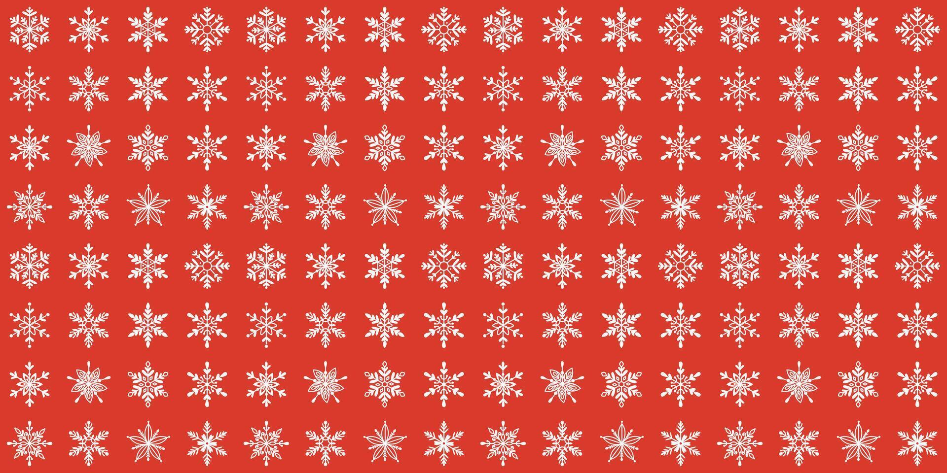 Modern geometric winter seamless pattern with snowflakes. Christmas and New Year concept. Xmas ornament, red background. Abstract geometrical design for wrapping paper, cover, print, gift box vector