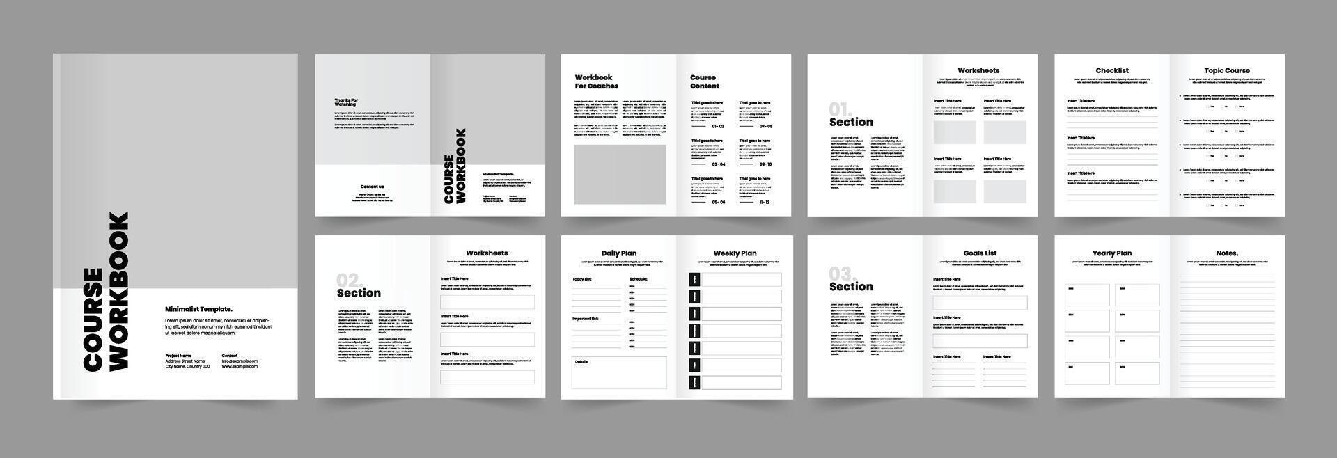 Modern Course Workbook Design Course Workbook Template. vector