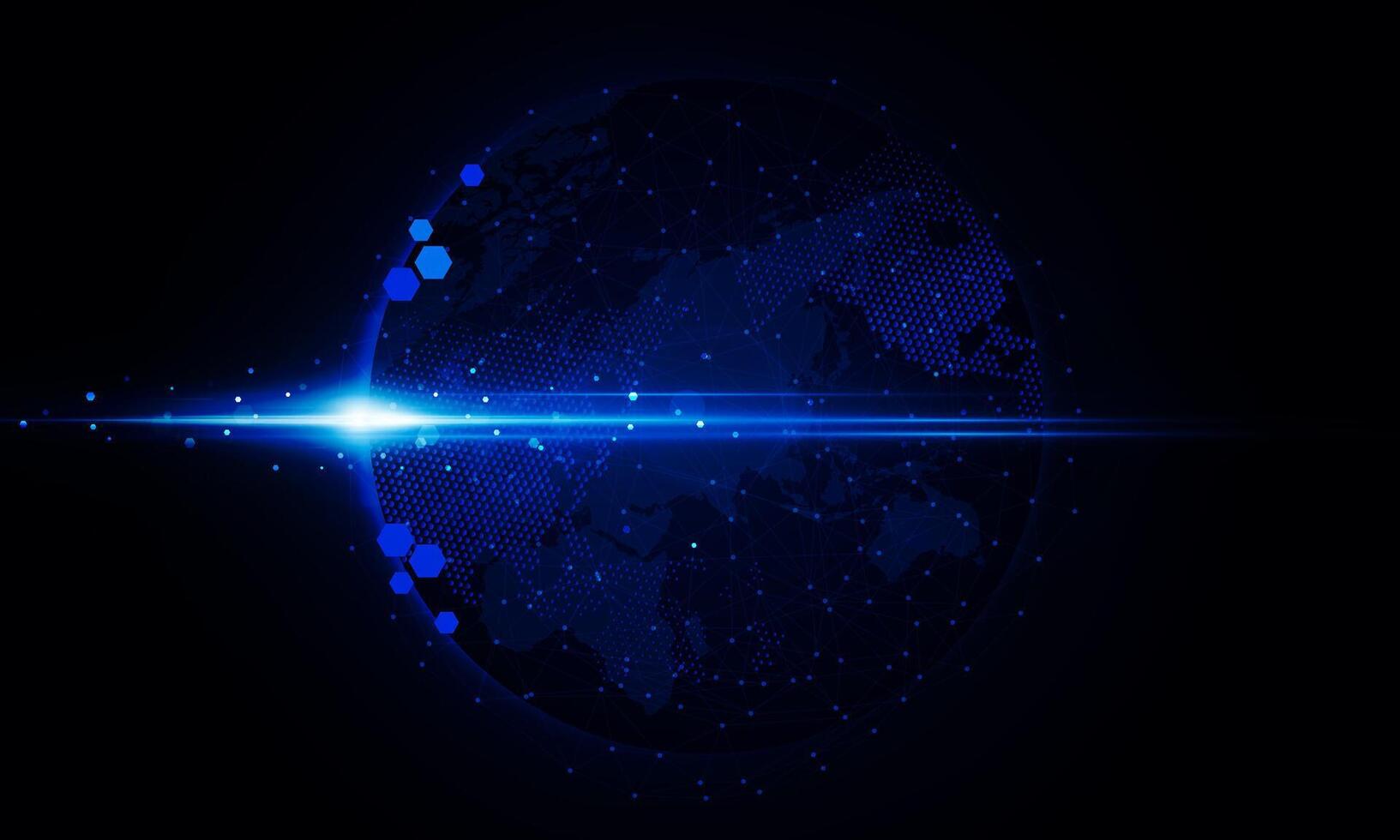 Abstract Light out technology background Hitech communication concept innovation send for planet earth with sunrise and technology network. illustration vector