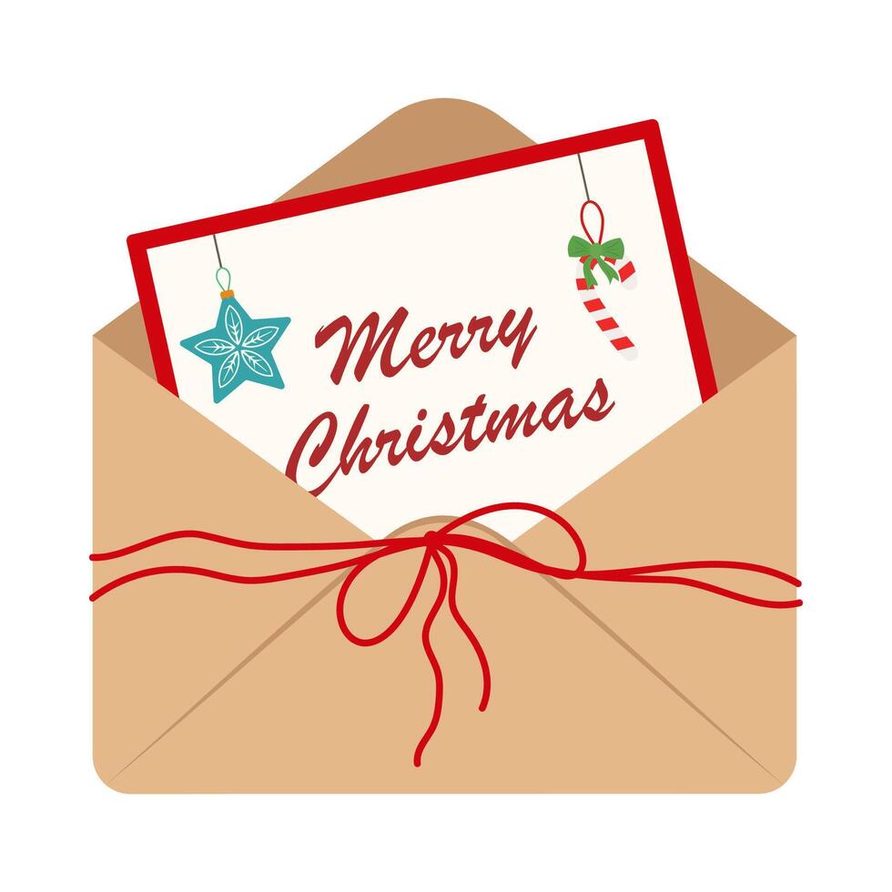 Christmas Envelope and Mailbox Illustrations. Happy New Year Holiday card. vector
