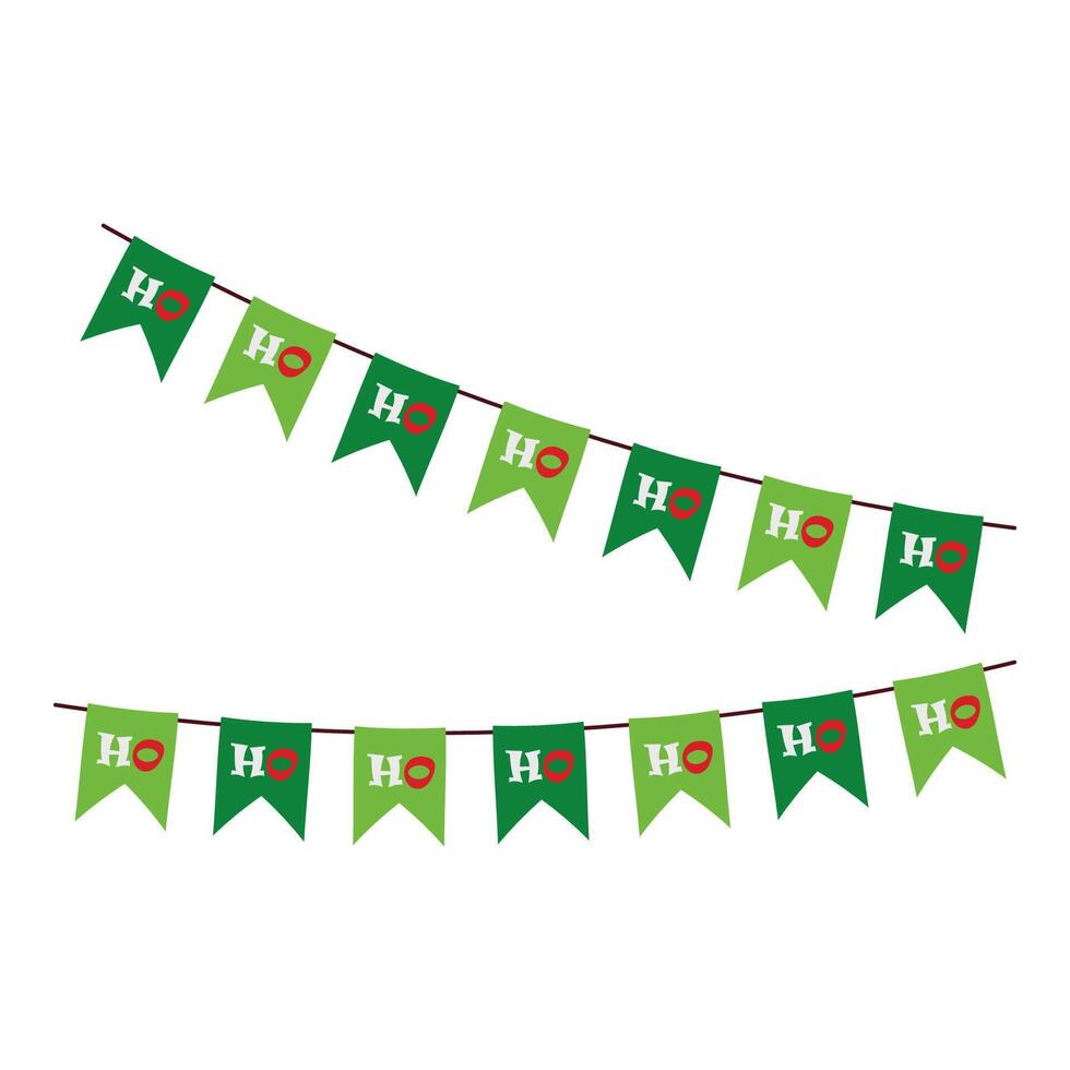 Christmas Garlands and Banners with Candy Canes, Bells, and Festive Patterns. New Year party lights and flags. vector