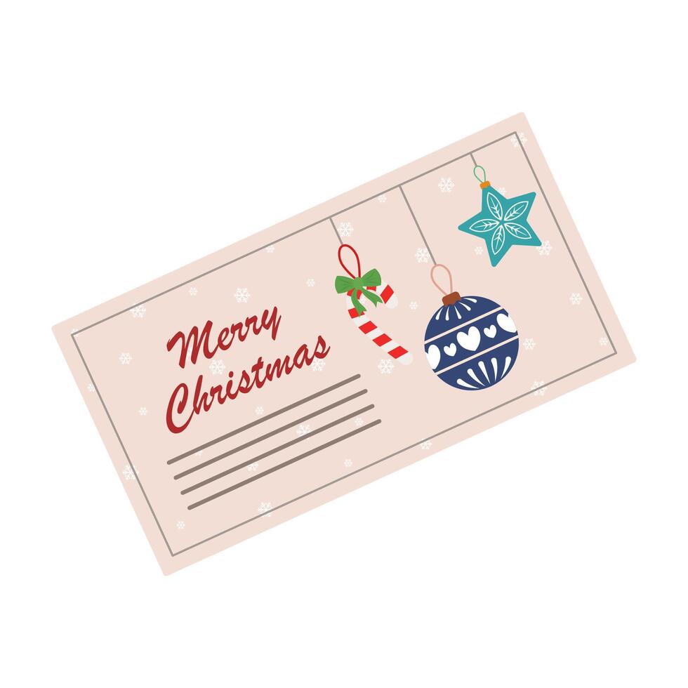 Flat Illustrated Christmas Greeting Envelopes with Festive Elements. Letter to Santa. vector