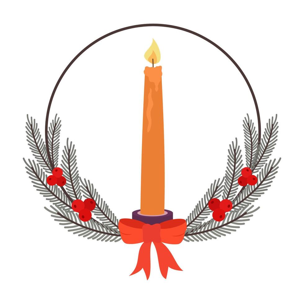 Christmas Candle Decorations Collection for Happy New Year and Church Prayer vector
