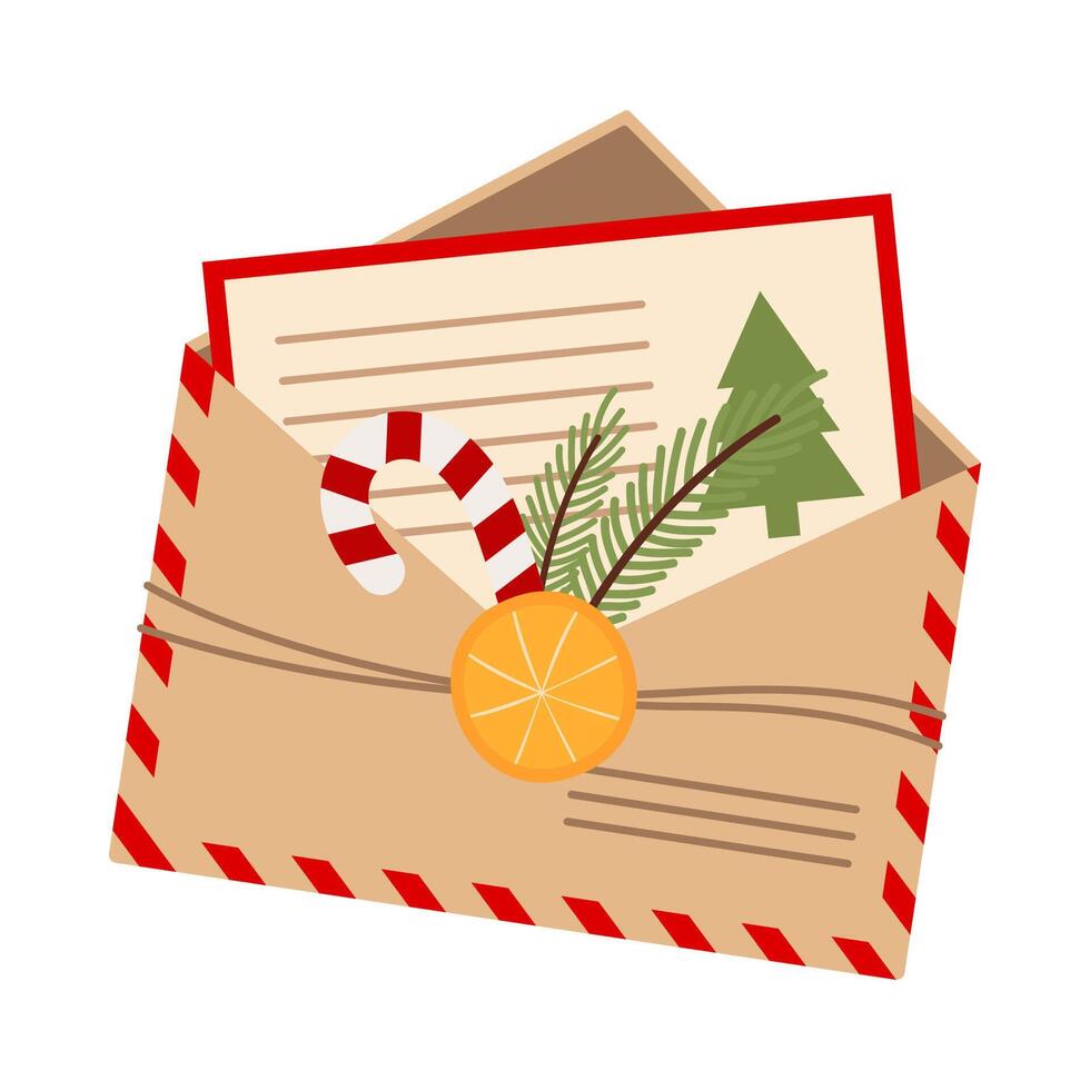 Christmas Letter and Gift Envelope Illustrations. Letter to Santa. vector