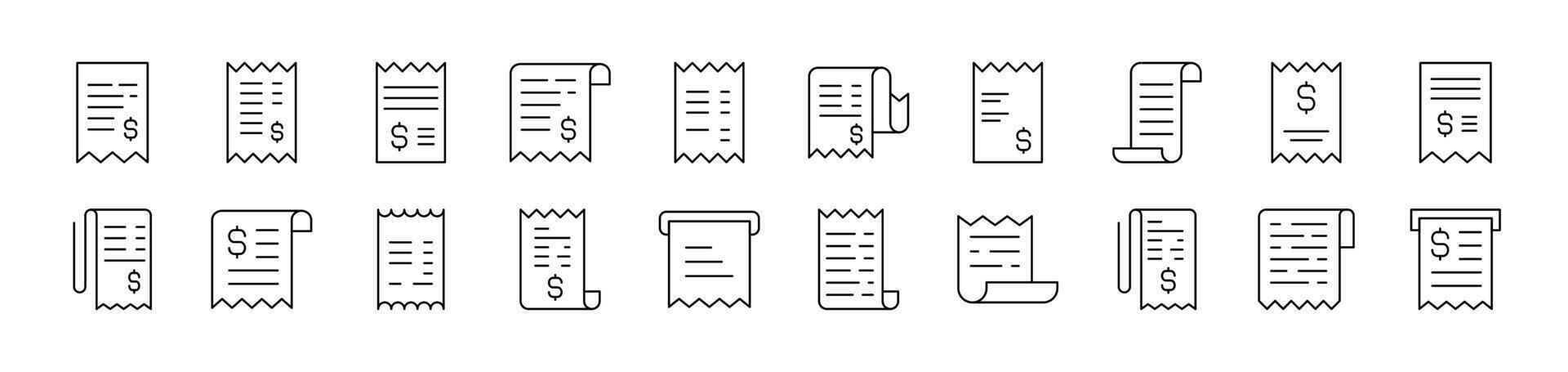 Simple Linear Icon of Store Receipt. Editable Stroke. Minimalistic Linear Pictogram for Design of Cards, Apps, Banners, Posts vector