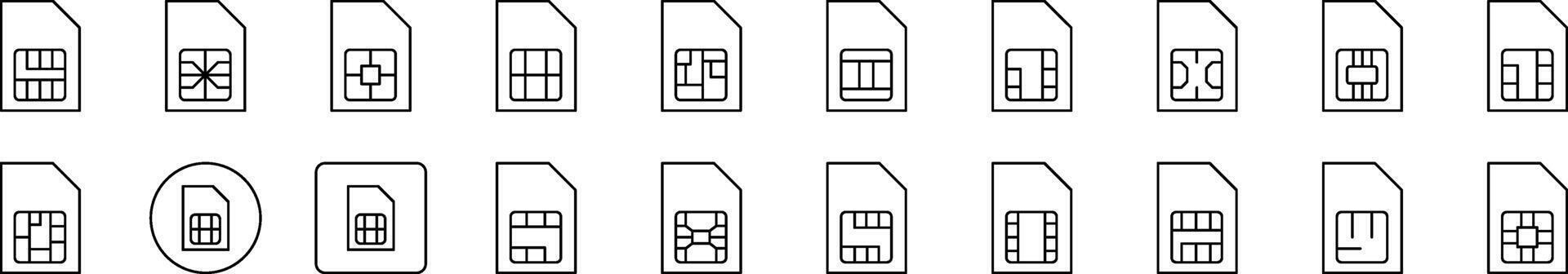Chip Line Icon Bundle. Editable Stroke. Minimalistic Linear Pictogram for Design of Cards, Apps, Banners, Posts vector