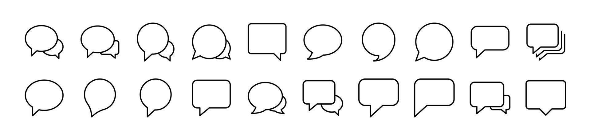 Speech Bubble Line Icon Set. Editable Stroke. Minimalistic Linear Pictogram for Design of Cards, Apps, Banners, Posts vector