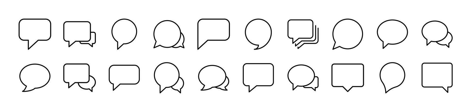 Collection of Line Icons of Speech Bubble. Editable Stroke. Minimalistic Linear Pictogram for Design of Cards, Apps, Banners, Posts vector