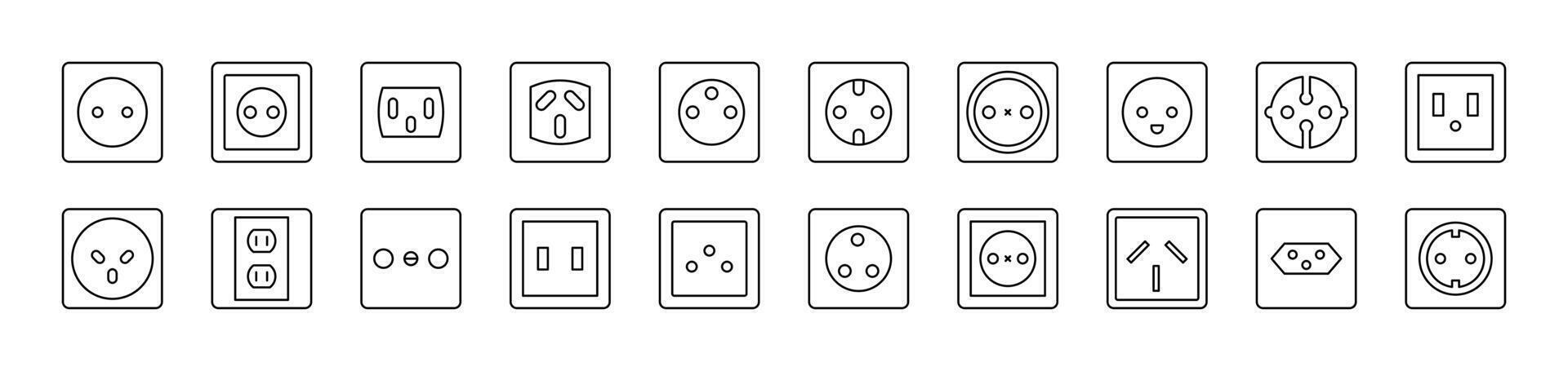 Outlet Outline Web Line Icons Collection. Editable Stroke. Minimalistic Linear Pictogram for Design of Cards, Apps, Banners, Posts vector