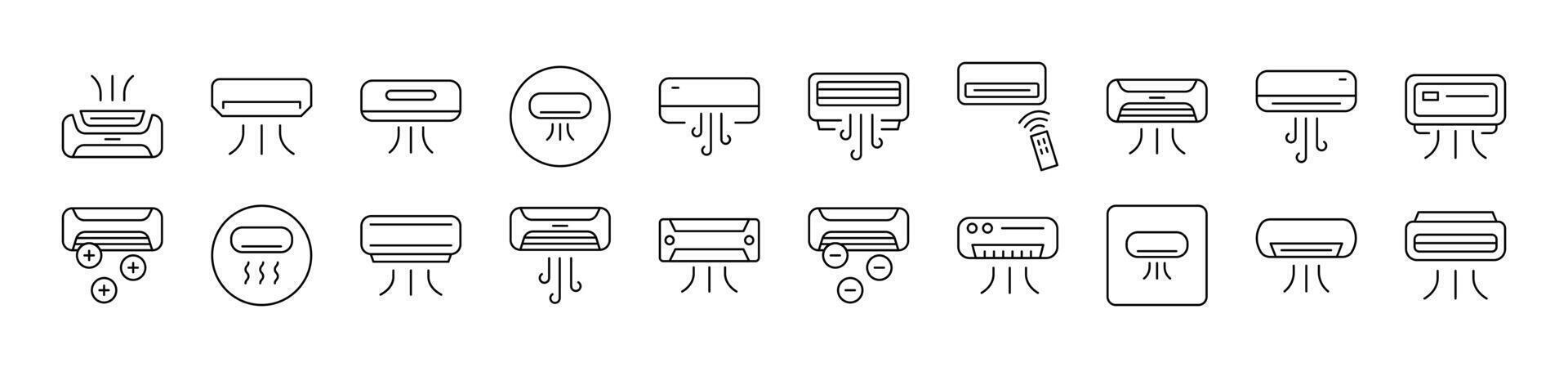 Air Conditioning Icon Set for UI, Placards, Books, Apps. Editable Stroke. Suitable for Web Sites, Books, Cards, Apps vector