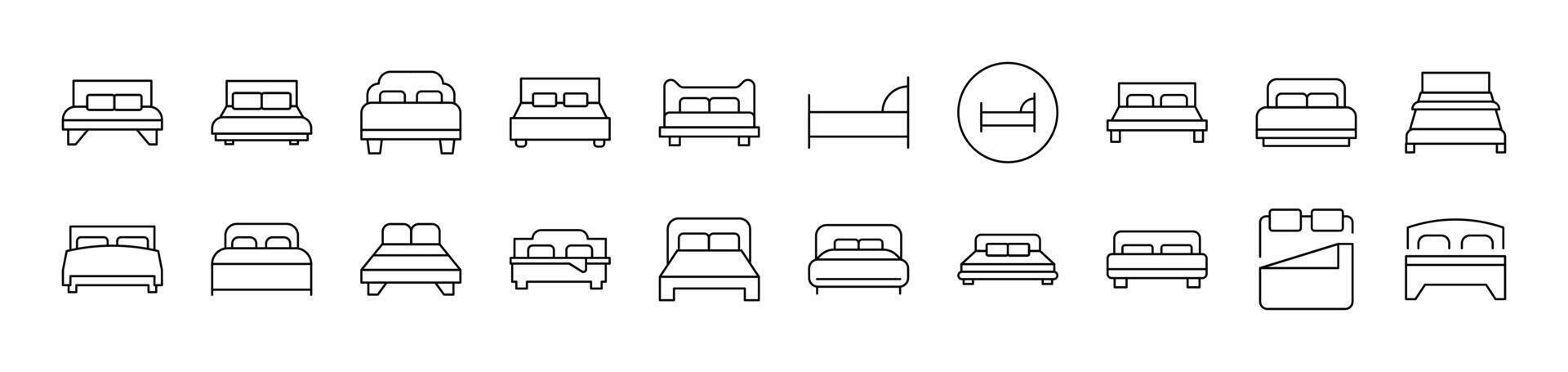 Bed Related Line Icons for Web Sites, Books, Cards, Apps. Editable Stroke. Suitable for Web Sites, Books, Cards, Apps vector