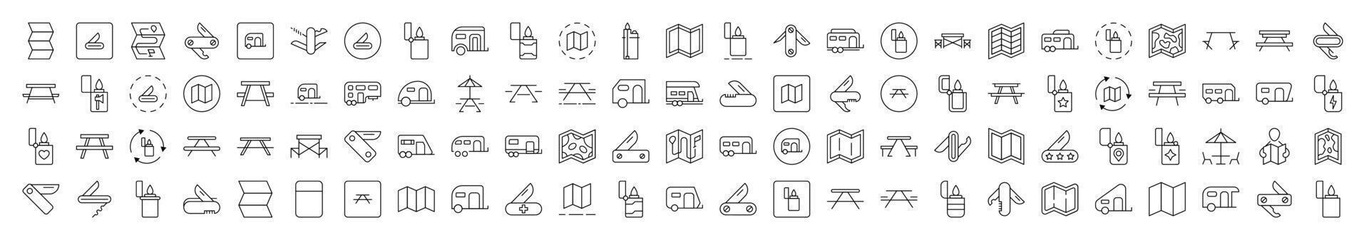 Beach, Umbrella, Surfing, Lifeline, Summer Rest Symbols Drawn with Thin Line. Collection of Various Design Elements that Can Be Used for Apps, Articles, Web Sites, Social Media vector
