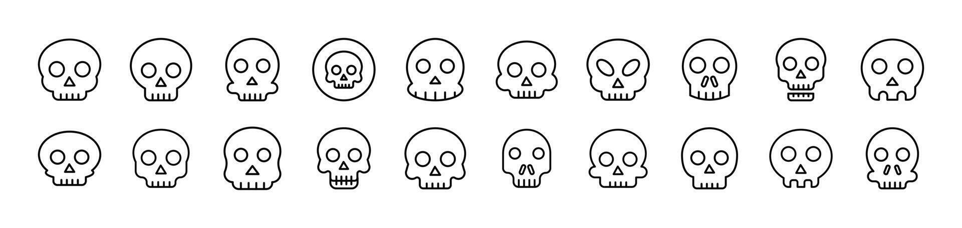 Skull Collection of Thin Icons. Editable Stroke. Suitable for Web Sites, Books, Cards, Apps vector