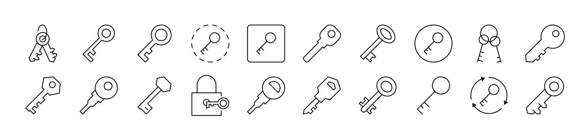 Key for Door Simple Isolated Line Icons Collection. Editable Stroke. Suitable for Web Sites, Books, Cards, Apps vector