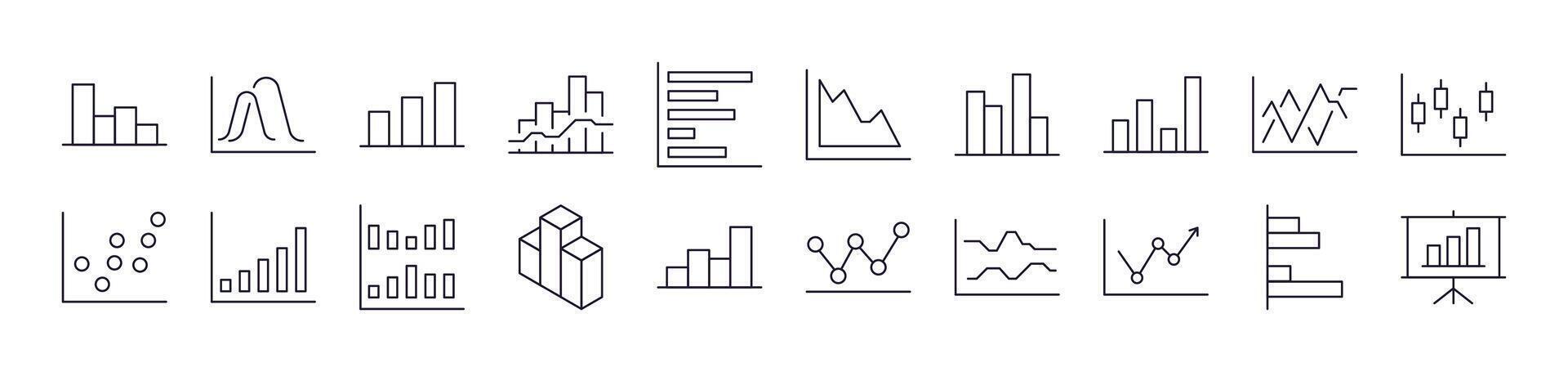 Progress Bar, Growth, Diagram Outline Picture Collection. Editable Stroke. Perfect for Infographics, Articles, Books, Flyers, Banners vector