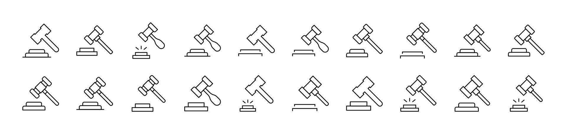 Judicial Gavel Picture Collection. Editable Stroke. Perfect for Infographics, Articles, Books, Flyers, Banners vector
