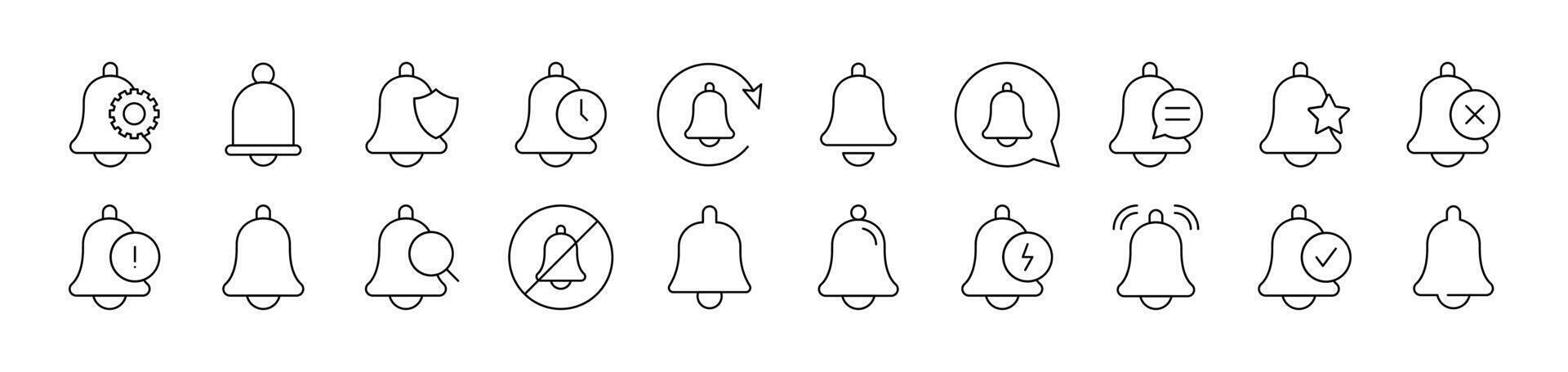 Ring, Bell Outline Icon Collection. Editable Stroke. Perfect for Infographics, Articles, Books, Flyers, Banners vector