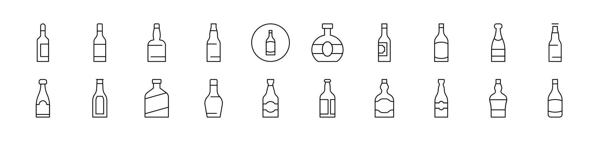 Bottle Icon Set for UI, Placards, Books, Apps. Editable Stroke. Suitable for Web Sites, Books, Cards, Apps vector