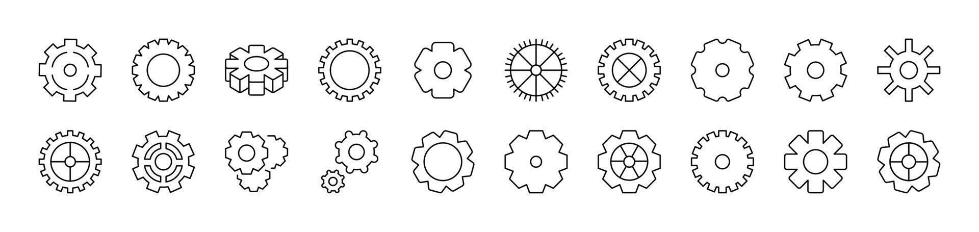Gear and Cogwheel as Mechanism Picture Collection. Editable Stroke. Perfect for Infographics, Articles, Books, Flyers, Banners vector