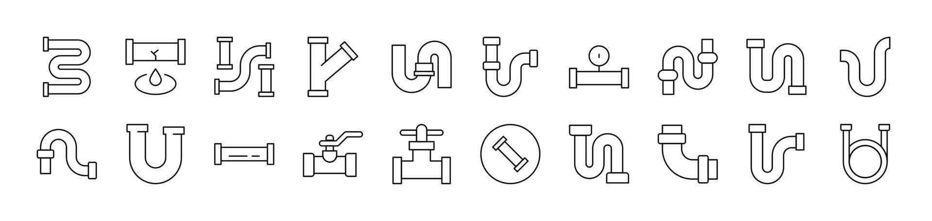 Pipe Icon Set for UI, Placards, Books, Apps. Editable Stroke. Suitable for Web Sites, Books, Cards, Apps vector