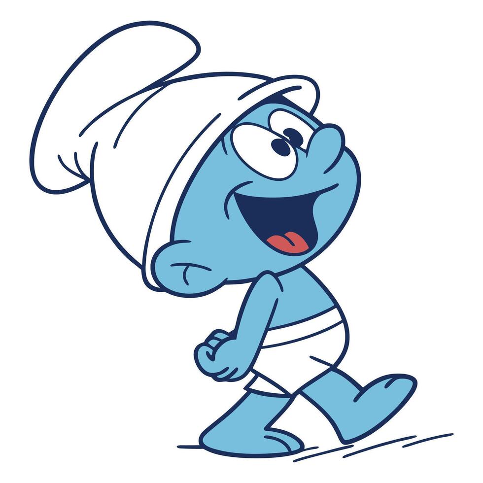 Happy Blue Creature with Iconic Hat logo. vector