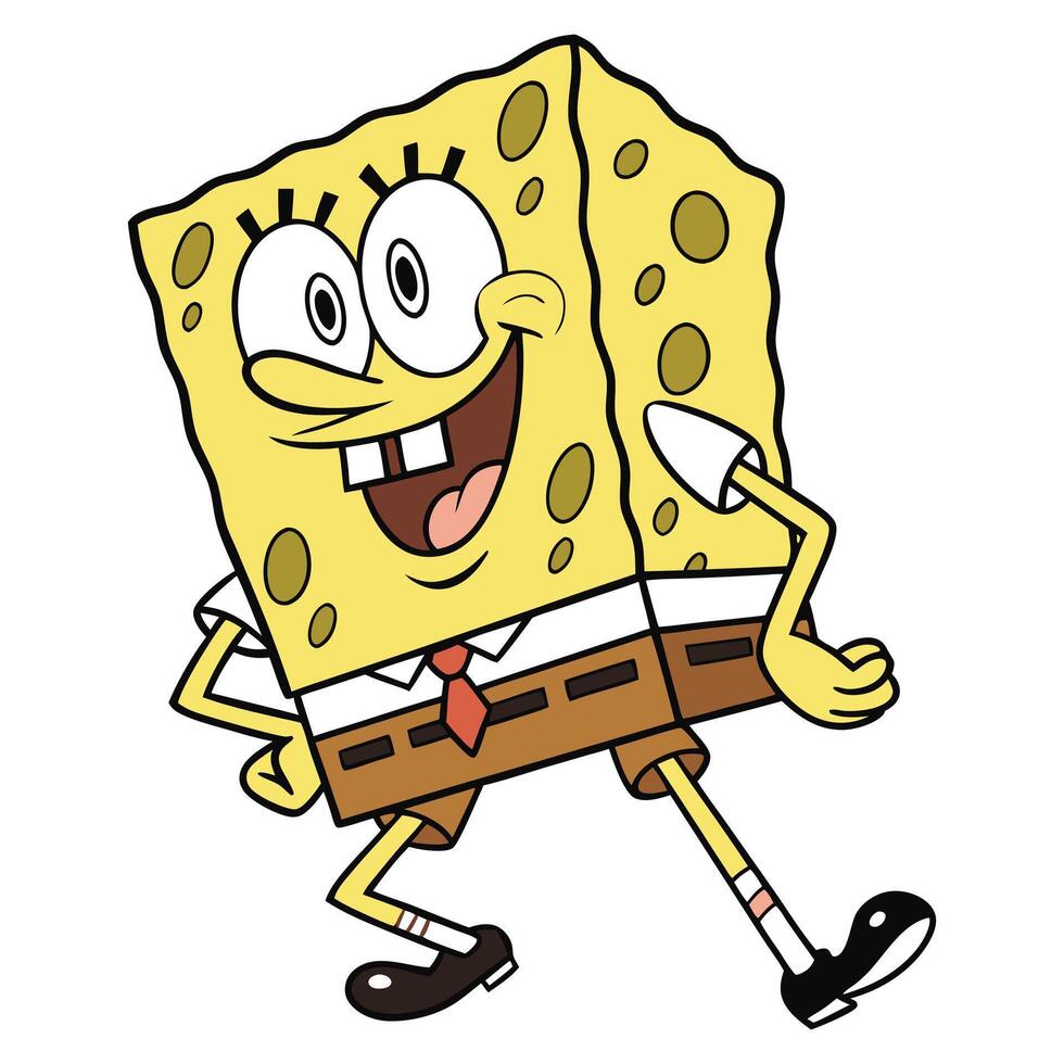 Goofy Sponge Ready for Fun Adventures cartoon logo. vector
