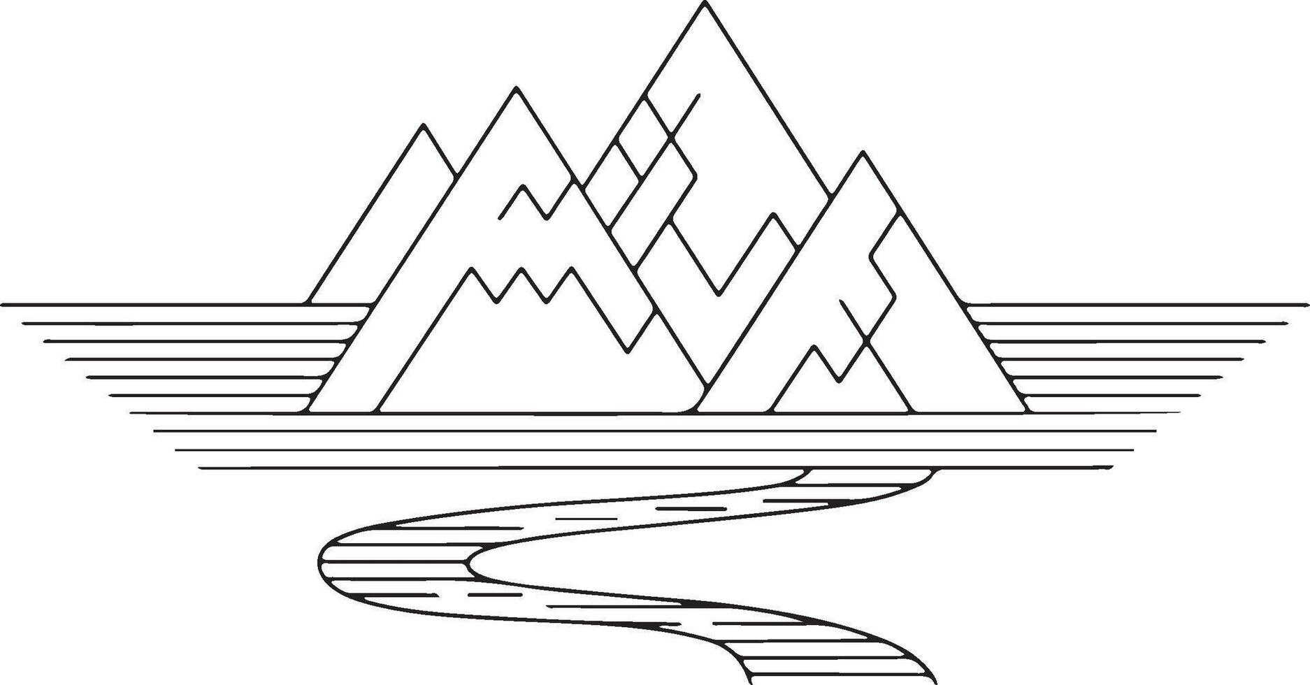 Mountain continuous one line drawing vector
