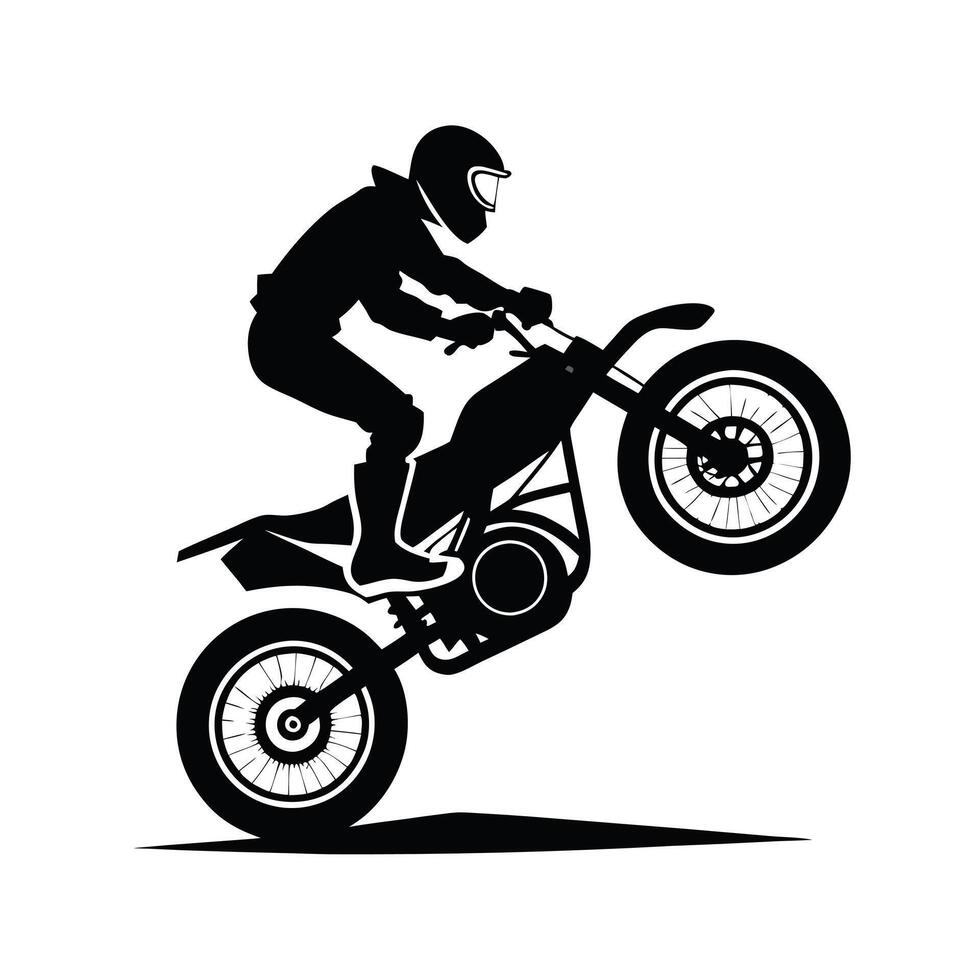 Silhouette of a biker making dangerous stunts on his motorcycle vector